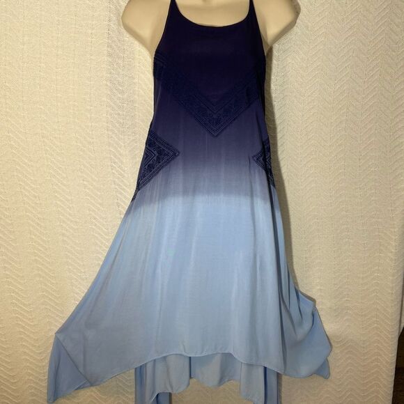 Francescas ALYA Ombre Summer Dress Size M Tiered Shark Bite Embroidery Racerback - Picture 4 of 15